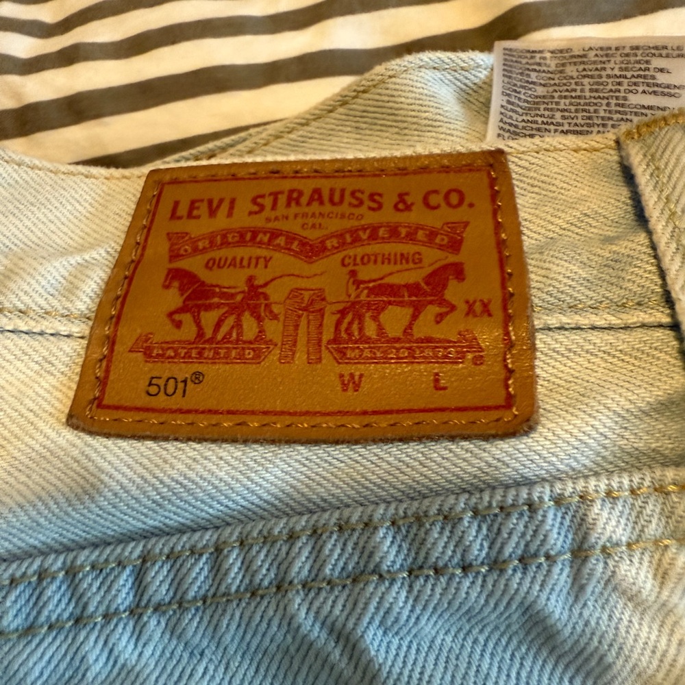 Levi's 501 Light Wash Distressed Jean Shorts
